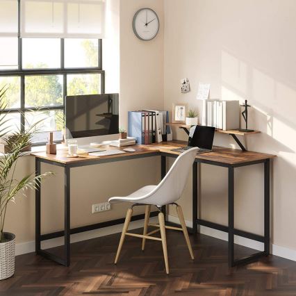SOLEA Corner Desk, Brown/Black