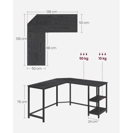 SOLEA Corner Writing Desk, Black
