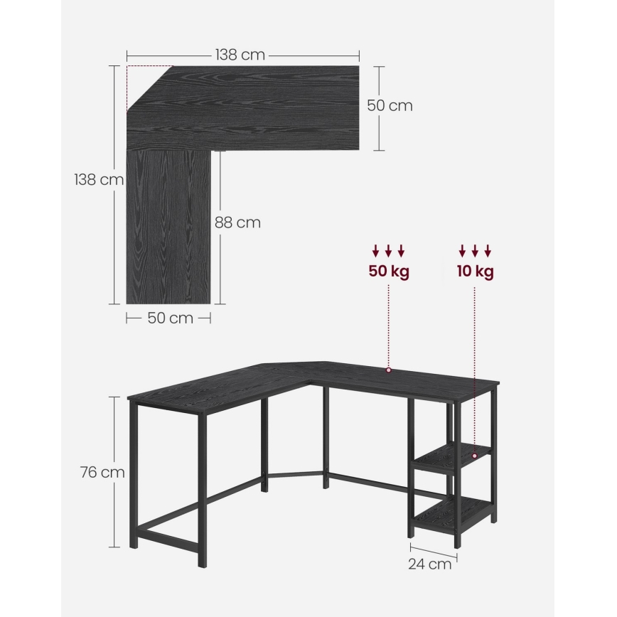 SOLEA Corner Writing Desk, Black