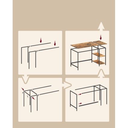 SOLEA Writing Desk 140 x 60 cm, Brown/Black