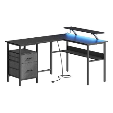 SOLEA-X Backlit Writing Desk, Brown/Black