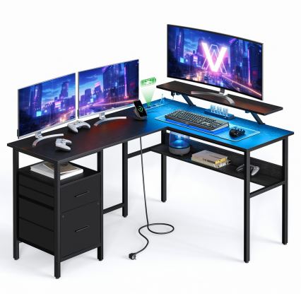 SOLEA-X Backlit Writing Desk, Brown/Black