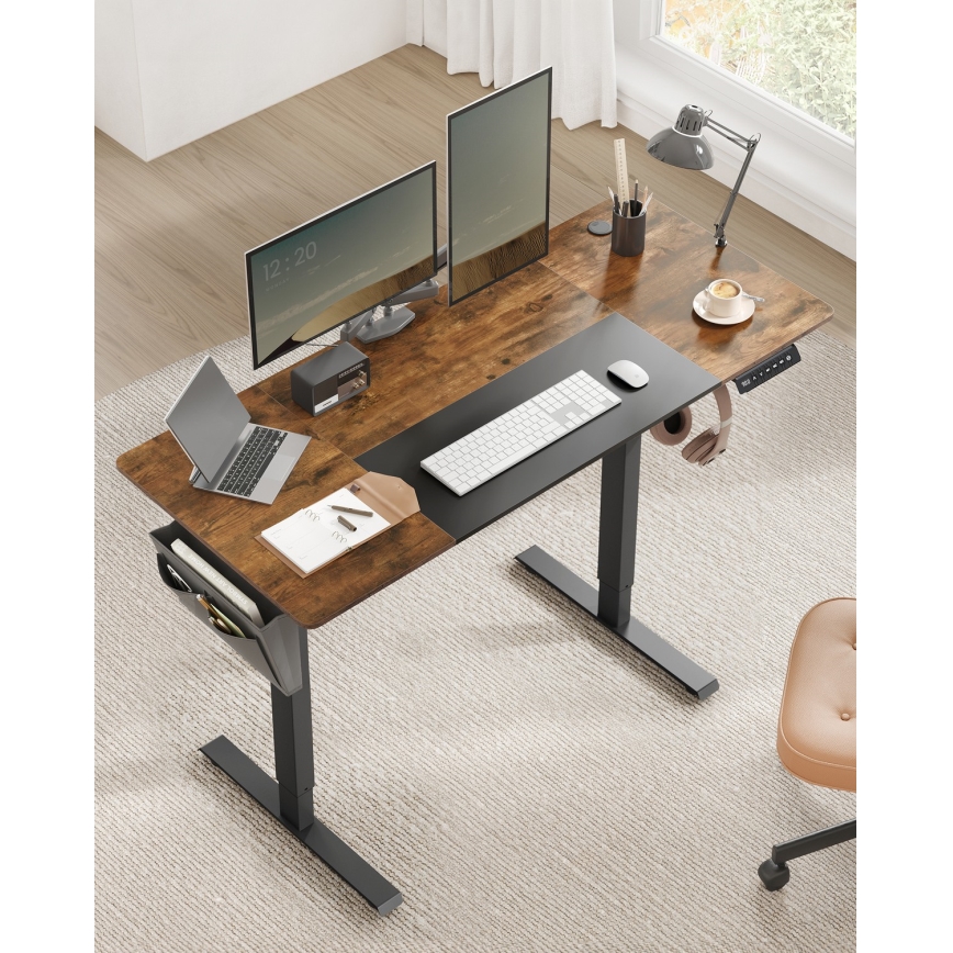 SOLEA-X Height-Adjustable Writing Desk, Brown/Black
