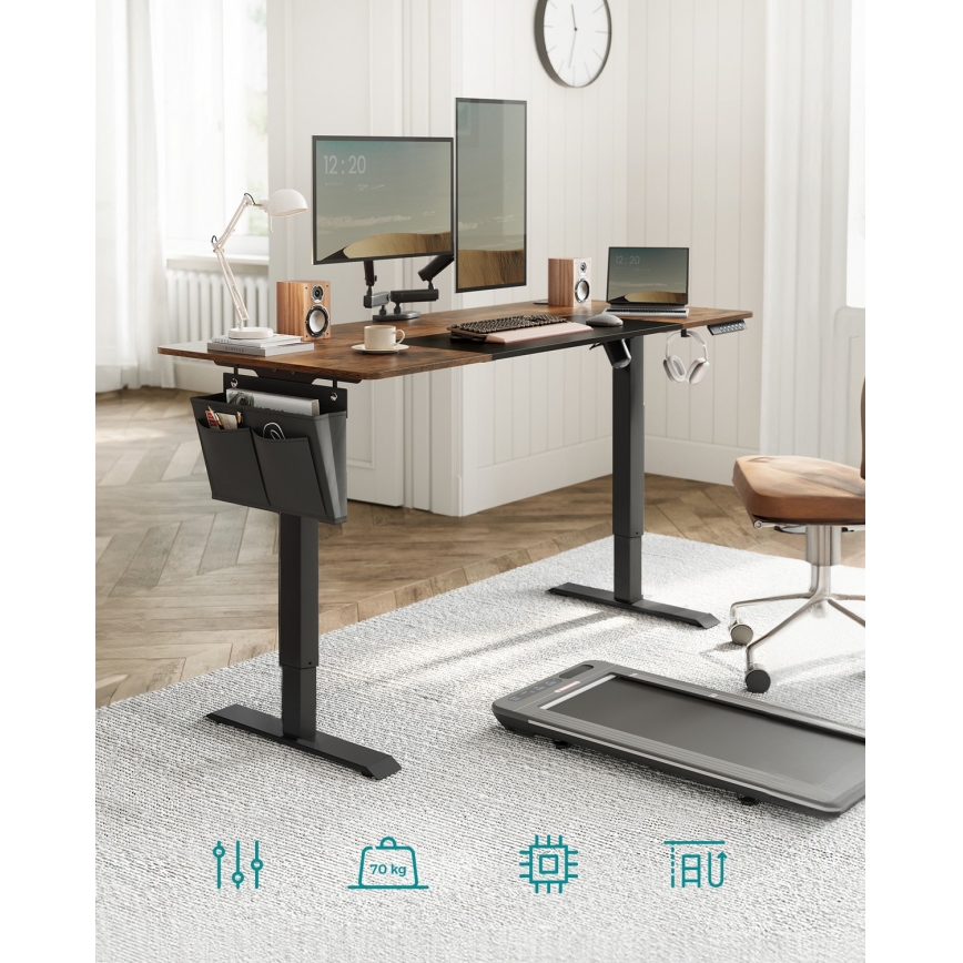 SOLEA-X Height-Adjustable Writing Desk, Brown/Black