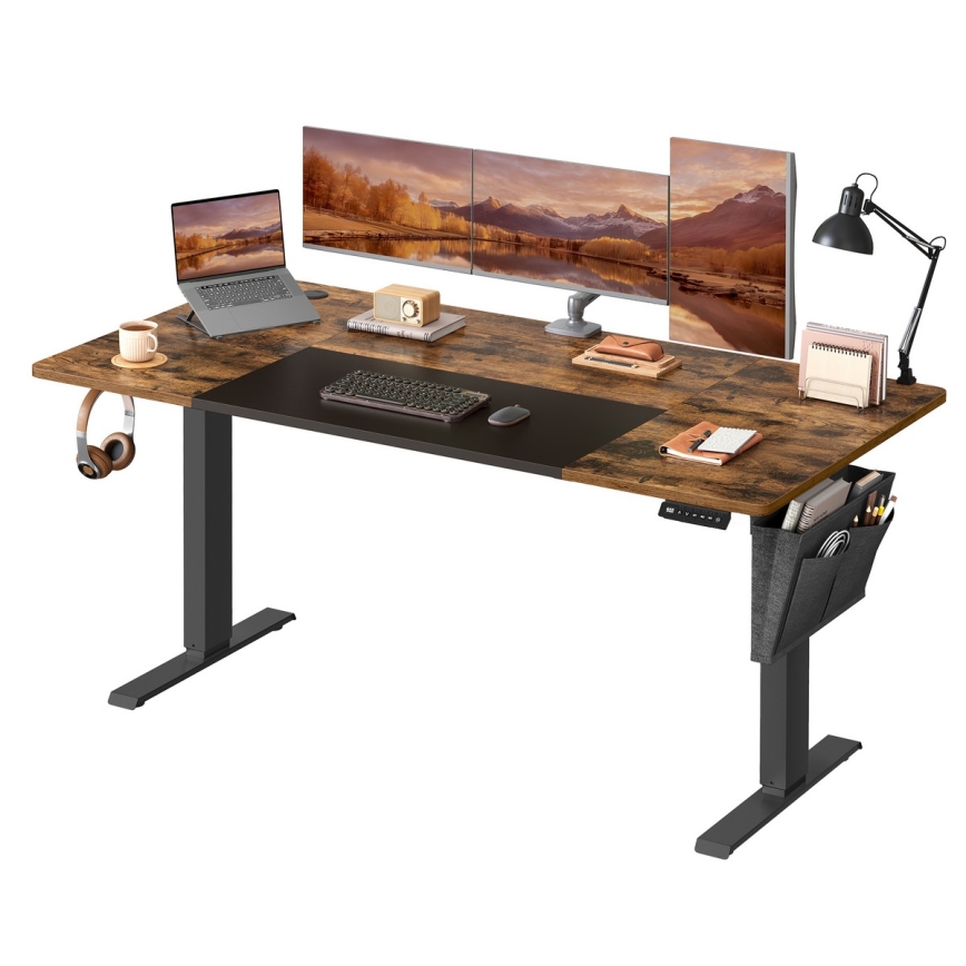 SOLEA-X Height-Adjustable Writing Desk, Brown/Black