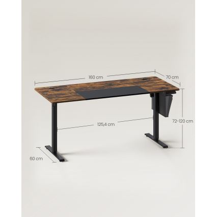 SOLEA-X Height-Adjustable Writing Desk, Brown/Black