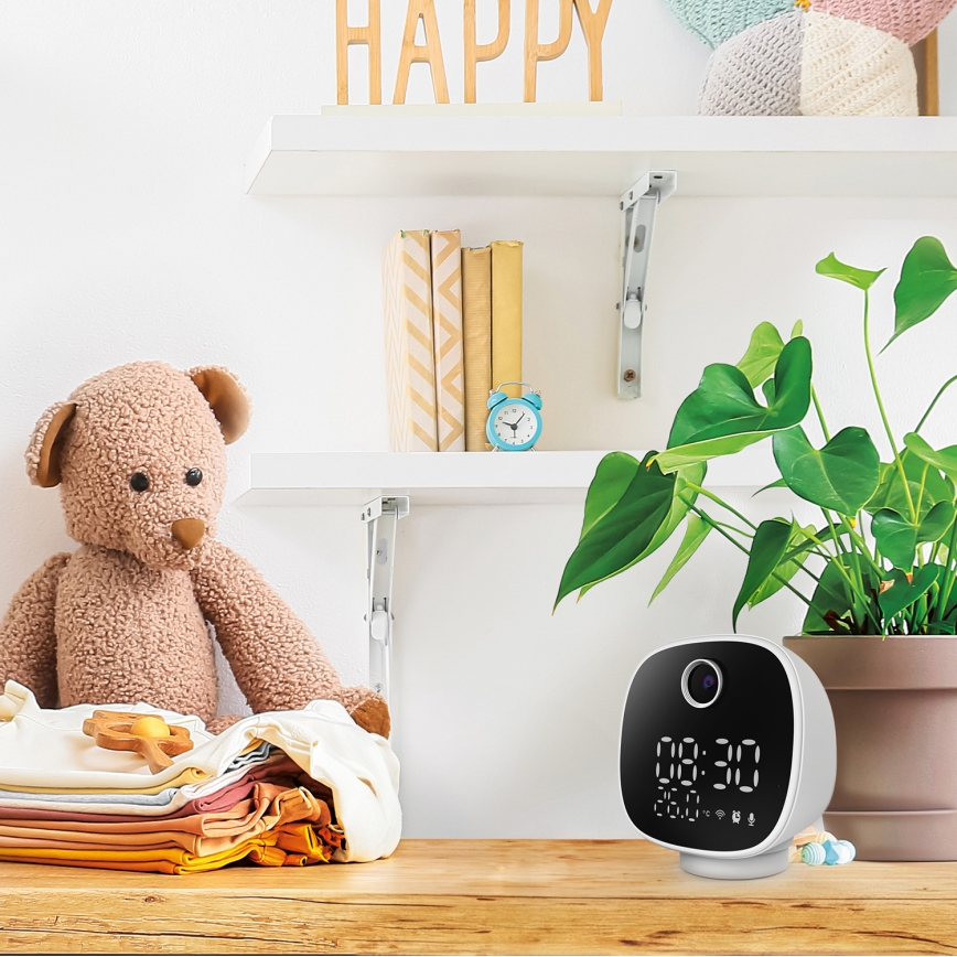 Smart camera with alarm clock, thermometer and LED light 1296p 3Mpx 5V Wi-Fi Tuya IP65