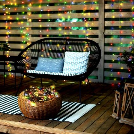 LED Outdoor String Lights, 100 LEDs / 8 Functions, IP44, 13 m, Multicolor