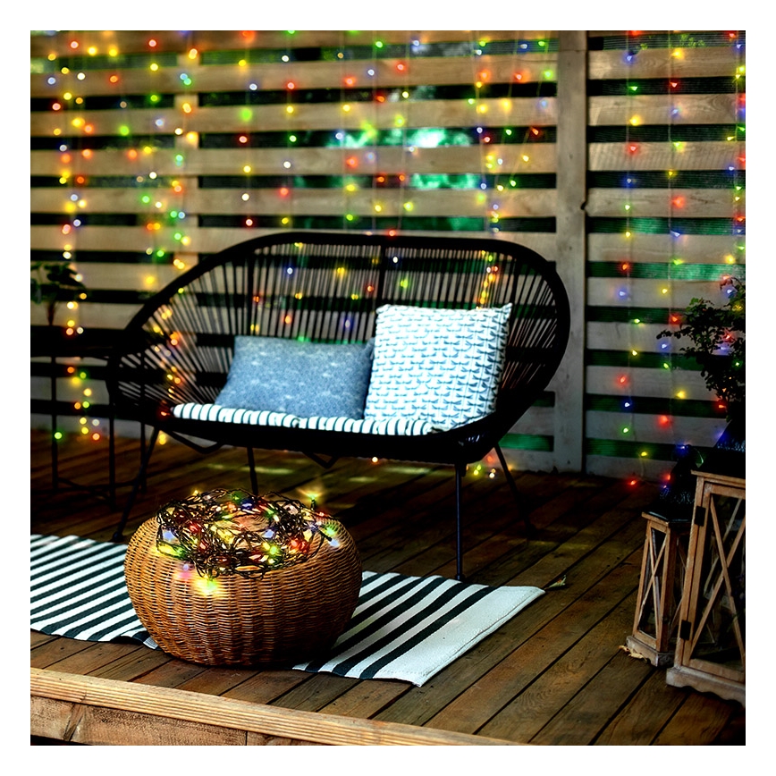 LED Outdoor String Lights, 100 LEDs / 8 Functions, IP44, 13 m, Multicolor