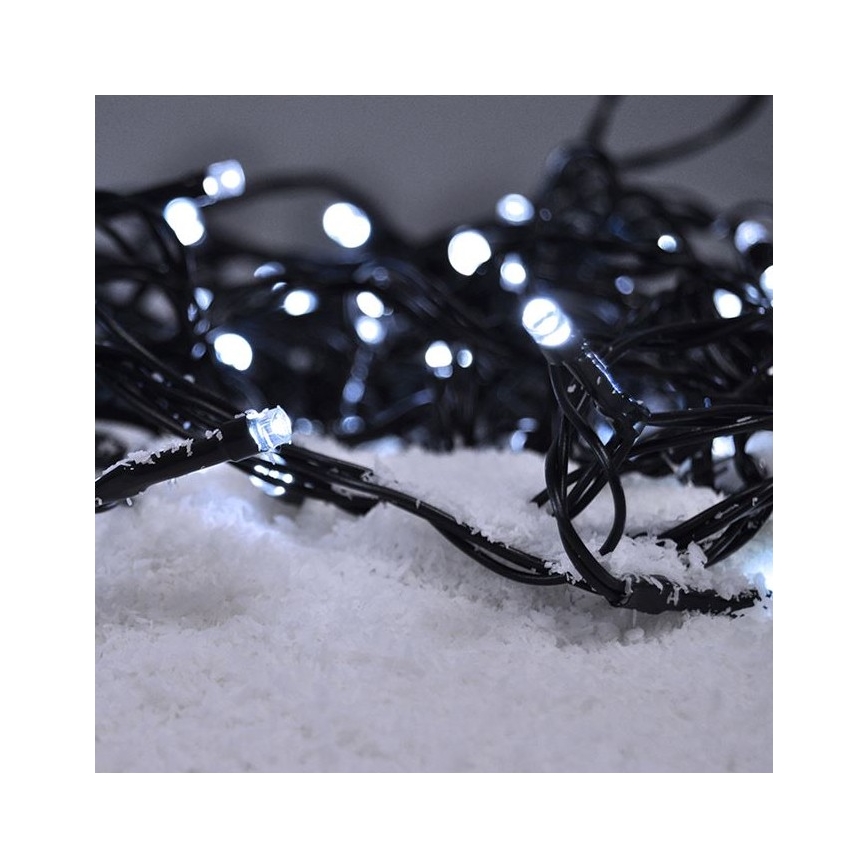 LED Outdoor String Lights, 100 LEDs / 8 modes, 13 m, IP44, Cool White