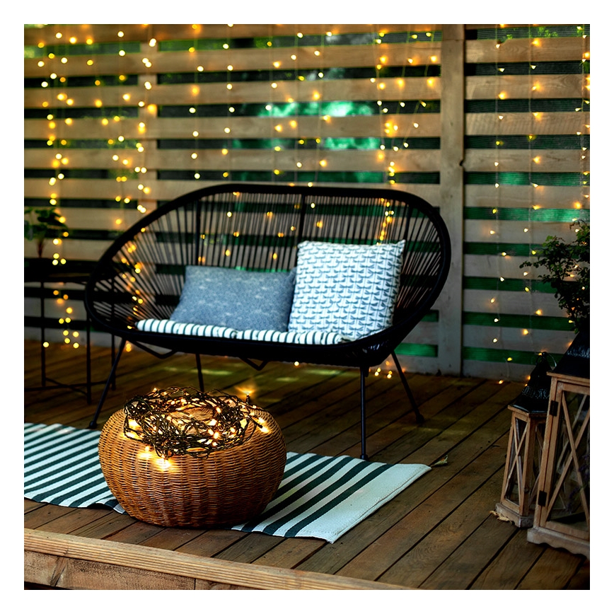 LED Outdoor String Lights, 100 LEDs / 8 Modes, IP44, 13 m, Warm White