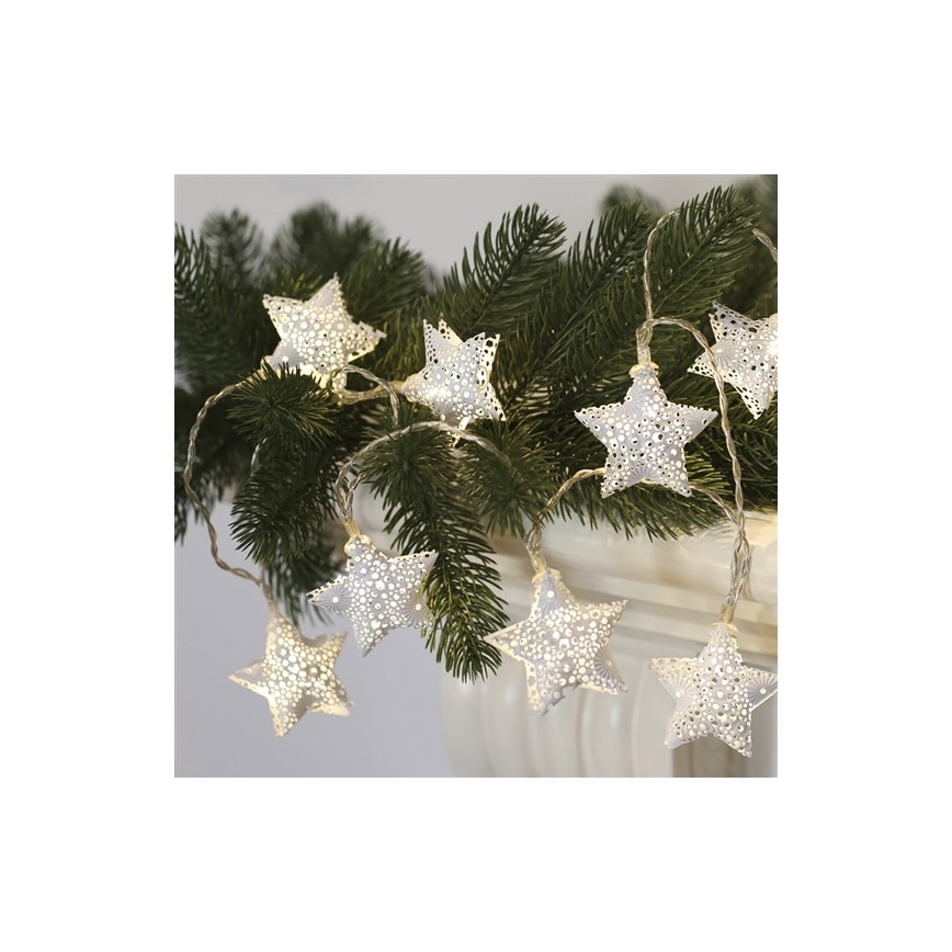 LED Christmas string lights 10xLED/2xAA 2m warm white