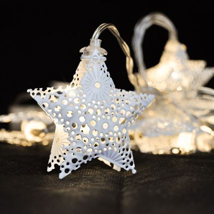 LED Christmas string lights 10xLED/2xAA 2m warm white