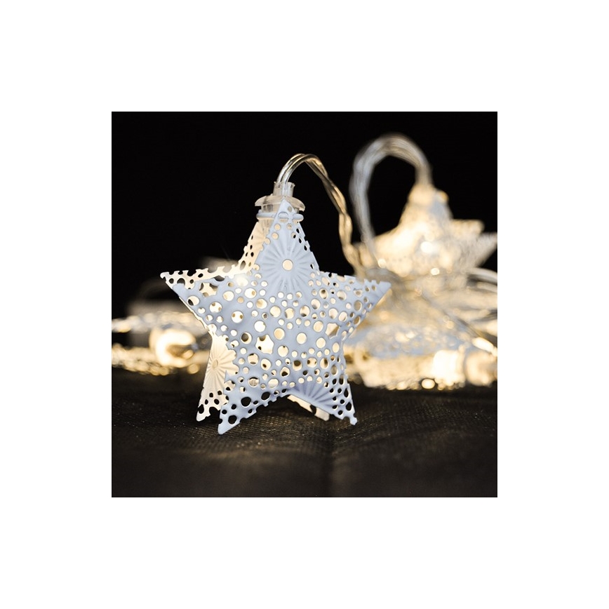 LED Christmas string lights 10xLED/2xAA 2m warm white