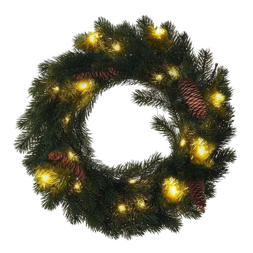 LED Outdoor Christmas wreath 15xLED/3xAA IP44