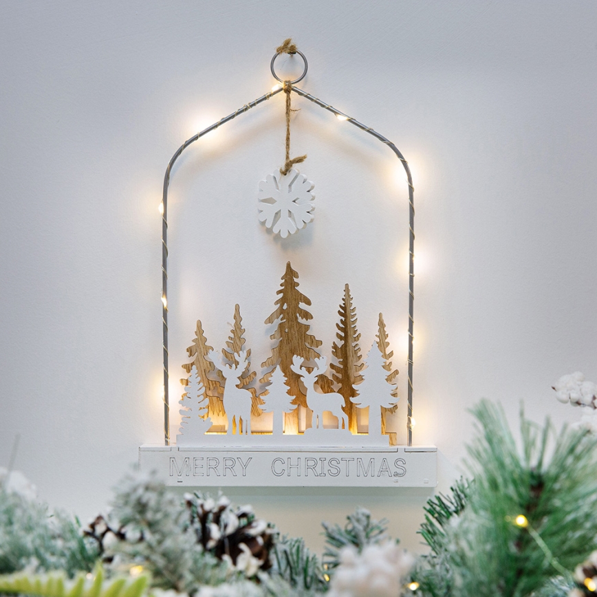 LED Christmas decoration LED/2xAA forest with deers