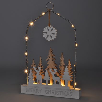 LED Christmas decoration LED/2xAA forest with deers