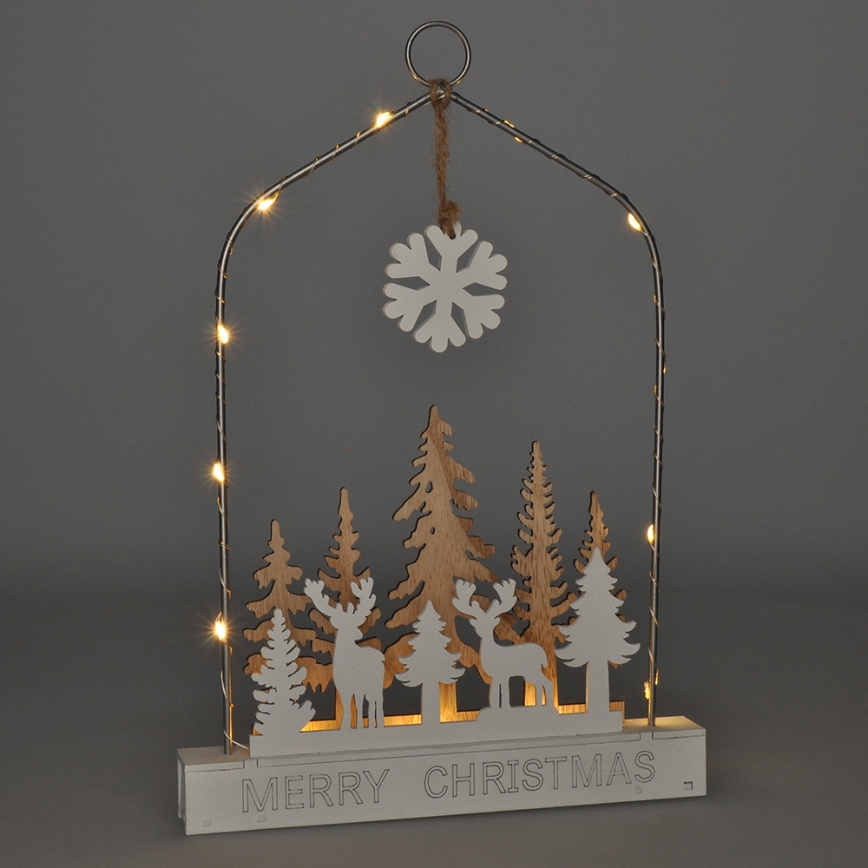 LED Christmas decoration LED/2xAA forest with deers
