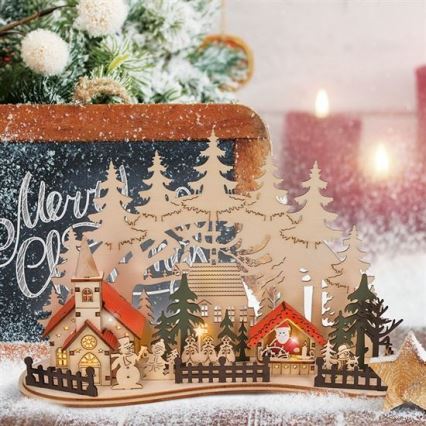 LED Christmas decoration LED/2xAAA small town