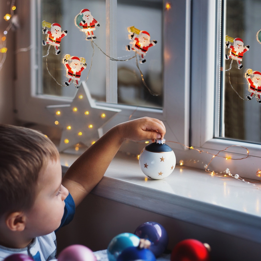 LED Christmas light string with suction cups 6xLED/2xAA 1,2m warm white santa