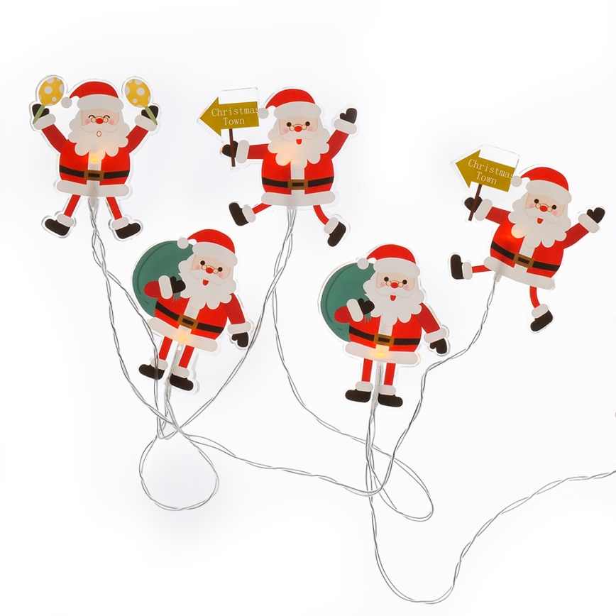 LED Christmas light string with suction cups 6xLED/2xAA 1,2m warm white santa