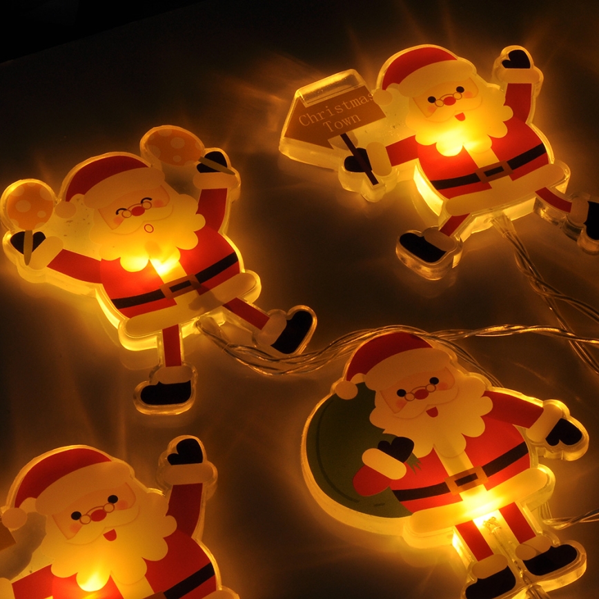 LED Christmas light string with suction cups 6xLED/2xAA 1,2m warm white santa