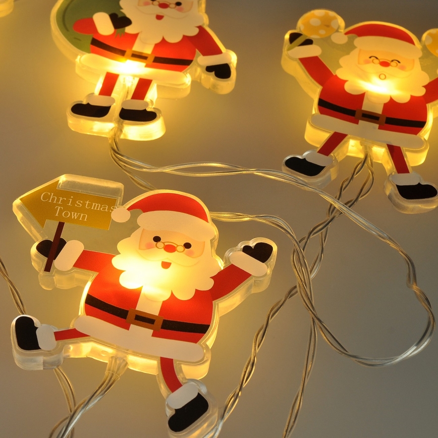 LED Christmas light string with suction cups 6xLED/2xAA 1,2m warm white santa