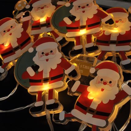 LED Christmas light string with suction cups 6xLED/2xAA 1,2m warm white santa