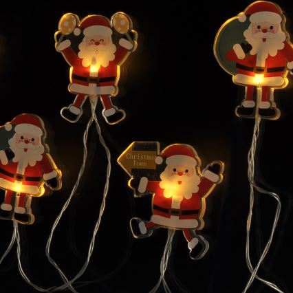 LED Christmas light string with suction cups 6xLED/2xAA 1,2m warm white santa