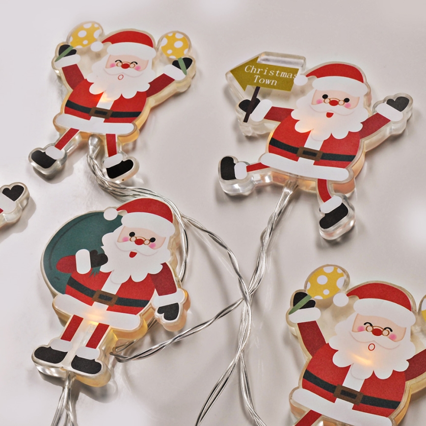 LED string lights with suction cups 6xLED/2xAA 1.2 m warm white Santa