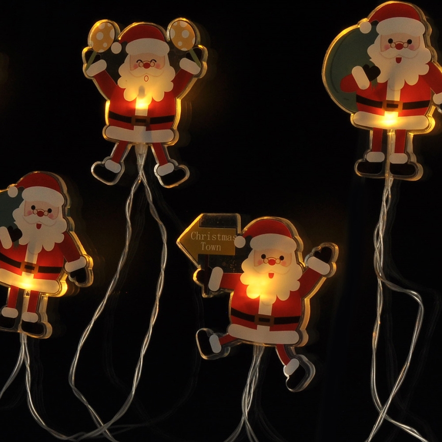LED string lights with suction cups 6xLED/2xAA 1.2 m warm white Santa