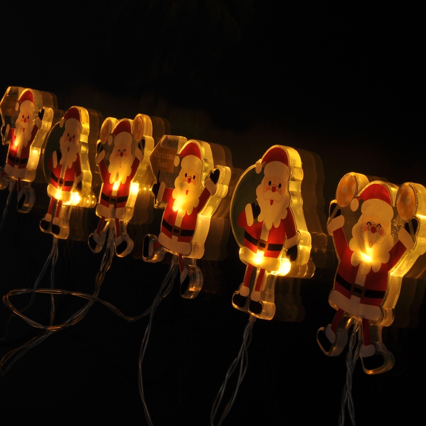 LED string lights with suction cups 6xLED/2xAA 1.2 m warm white Santa