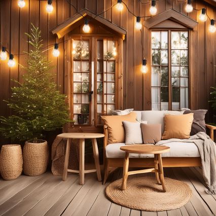 LED Outdoor Decorative String Lights GIRLANDA 10xLED/3xAA 3m IP44 Warm White