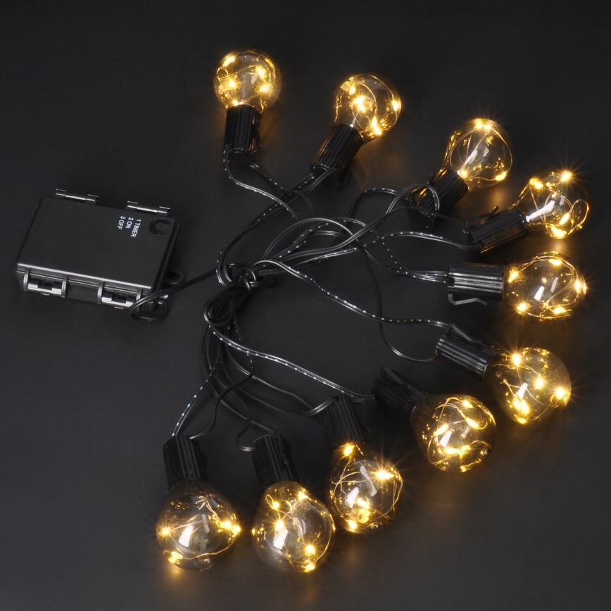 LED Outdoor Decorative String Lights GIRLANDA 10xLED/3xAA 3m IP44 Warm White