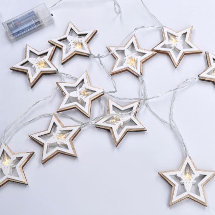 LED string light, 10 LEDs, battery-powered (2×AA), 1.8 m, warm white