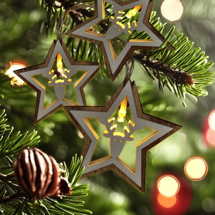 LED string light, 10 LEDs, battery-powered (2×AA), 1.8 m, warm white