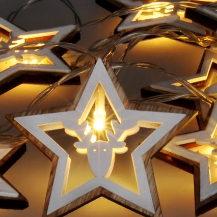 LED string light, 10 LEDs, battery-powered (2×AA), 1.8 m, warm white