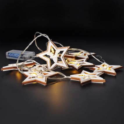 LED string light, 10 LEDs, battery-powered (2×AA), 1.8 m, warm white