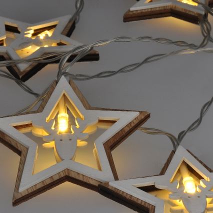 LED string light, 10 LEDs, battery-powered (2×AA), 1.8 m, warm white