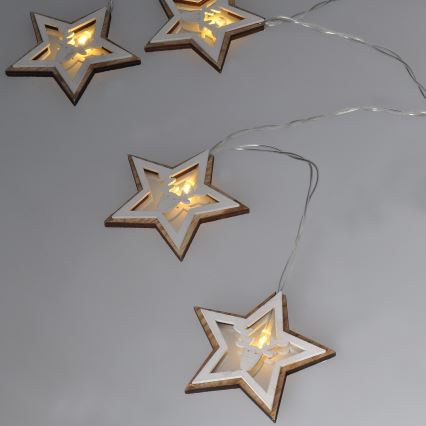 LED string light, 10 LEDs, battery-powered (2×AA), 1.8 m, warm white