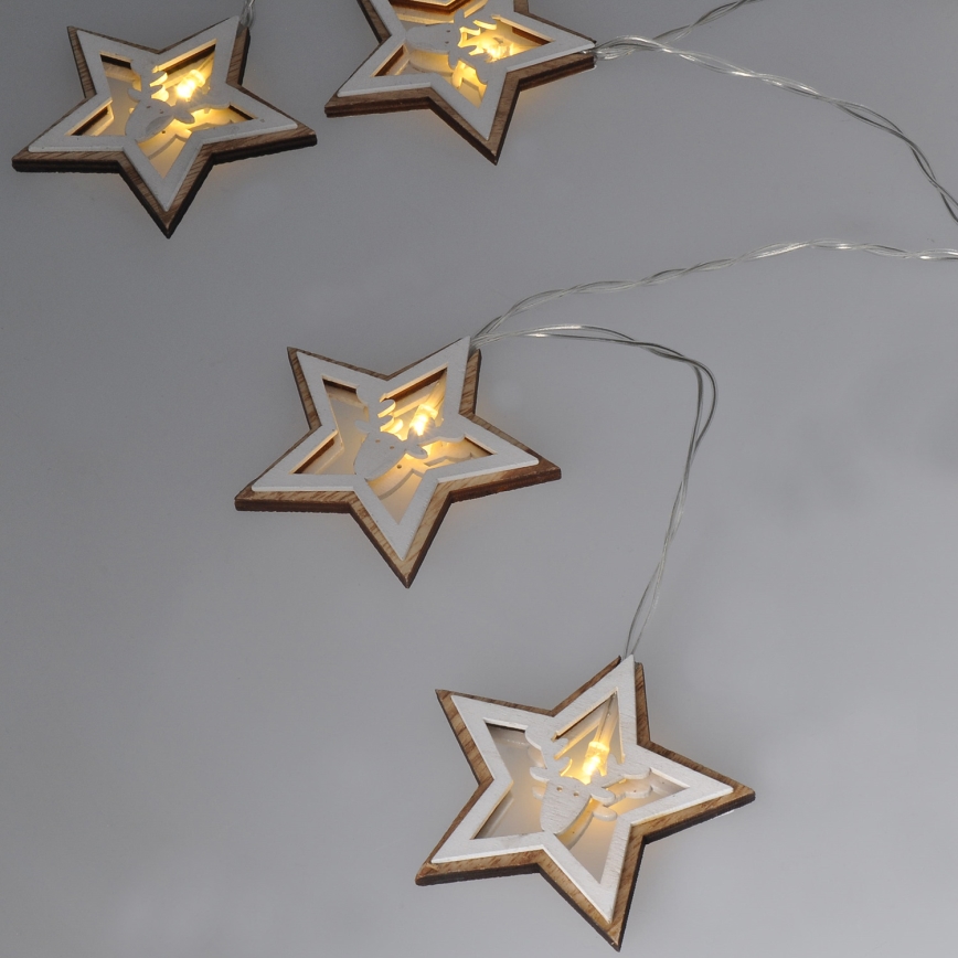 LED string light, 10 LEDs, battery-powered (2×AA), 1.8 m, warm white