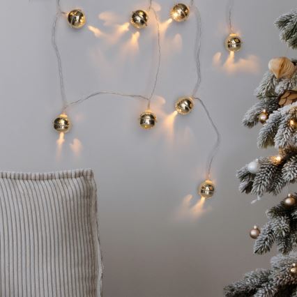 LED String Lights, 10xLED / 2xAA / Warm White, 1.8 m, with Jingle Bells