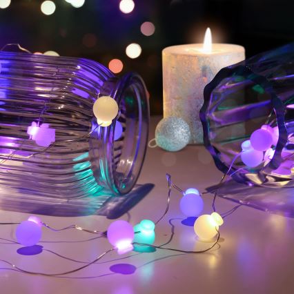 LED Christmas chain 40xLED/2xAA 4,3 m multicolor