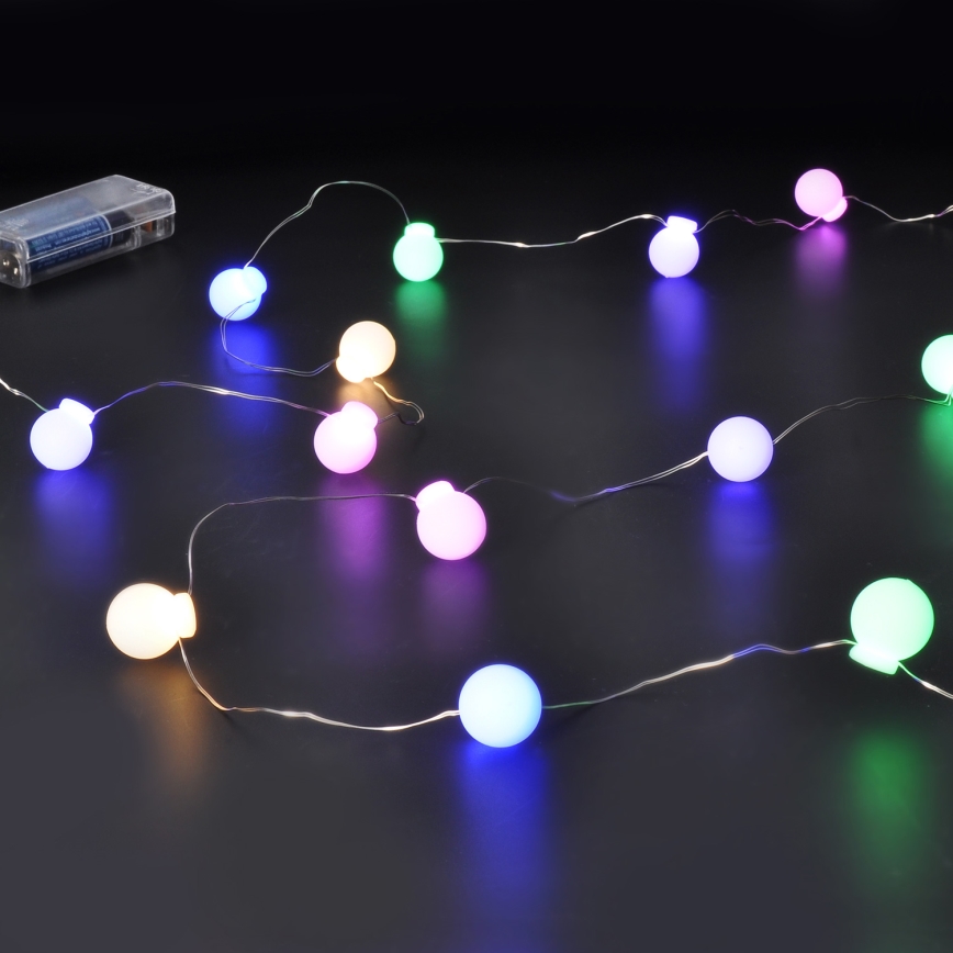 LED string lights 40xLED/2xAA 4,3 m multicolor
