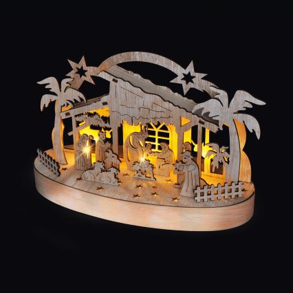 LED Christmas decoration LED/2xAA/warm white nativity scene