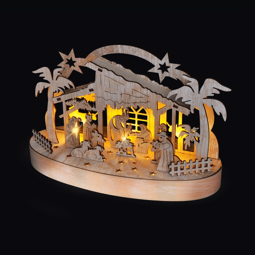 LED Christmas decoration LED/2xAA/warm white nativity scene