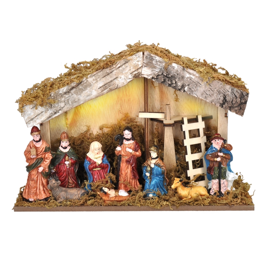 LED Christmas decoration LED/2xAA/warm white nativity scene
