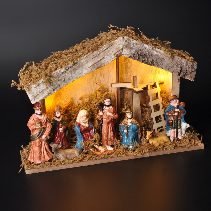 LED Christmas decoration LED/2xAA/warm white nativity scene