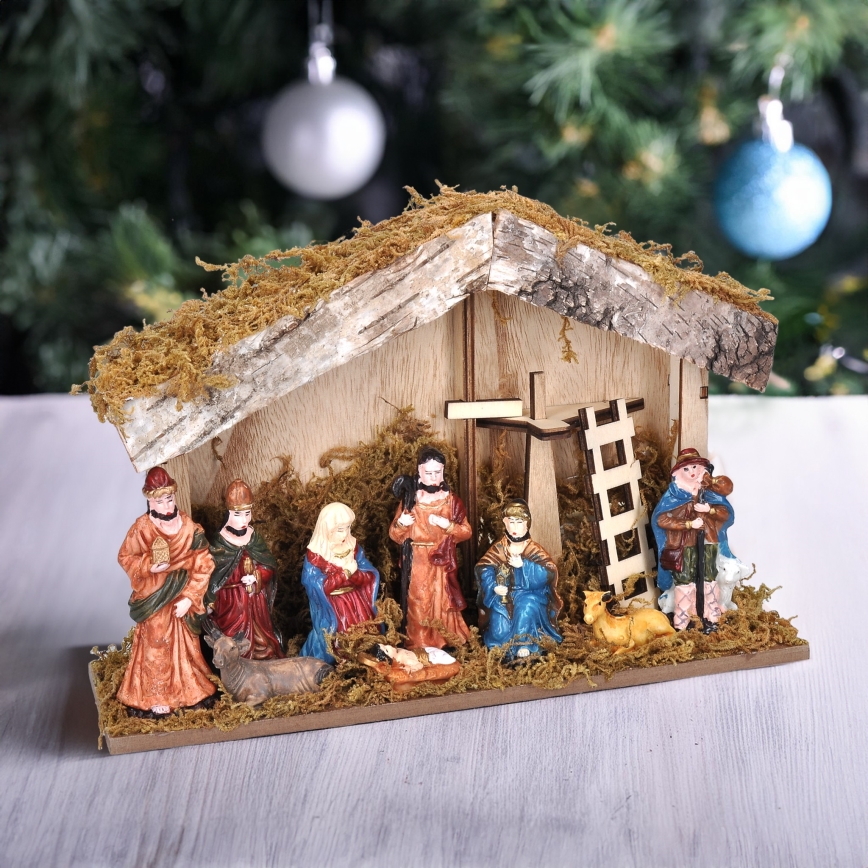 LED Christmas decoration LED/2xAA/warm white nativity scene