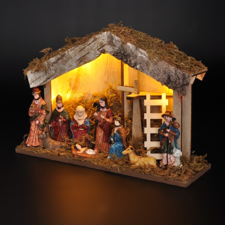 LED Christmas decoration LED/2xAA/warm white nativity scene